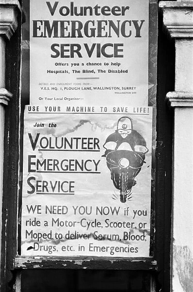 Poster asking for motor cyclists to help the Volunteer Emergency Service