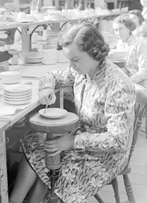 Framed Print : A pottery worker. Circa 1940 Framed Print : A pottery worker. Circa 1940