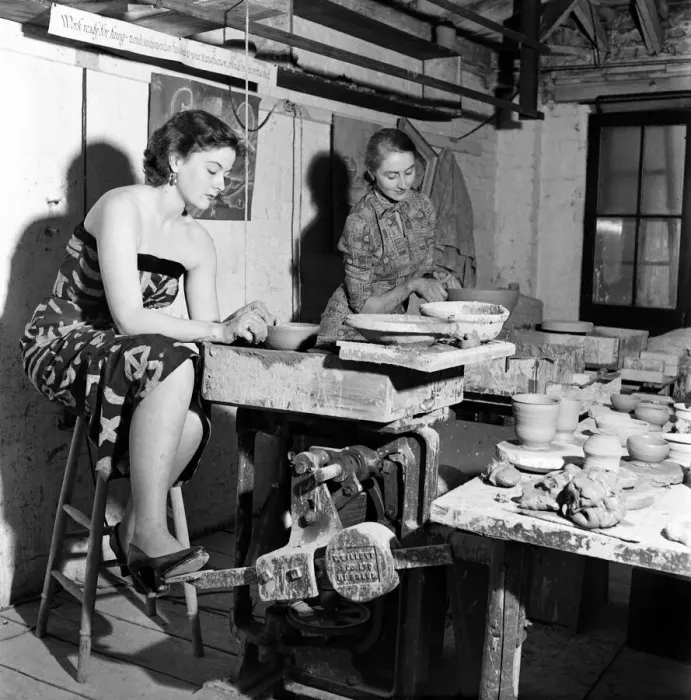Framed Print : One of the pottters wheels at David Rawnsleys Chelsea Studio. September 1952 C4513 Framed Print : One of the pottters wheels at David Rawnsleys Chelsea Studio. September 1952 C4513