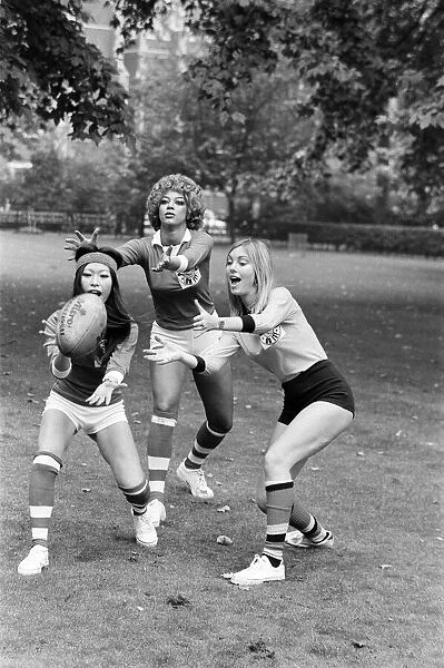 Practice ahead of the rugby match between actresses and models sponsored by The Put