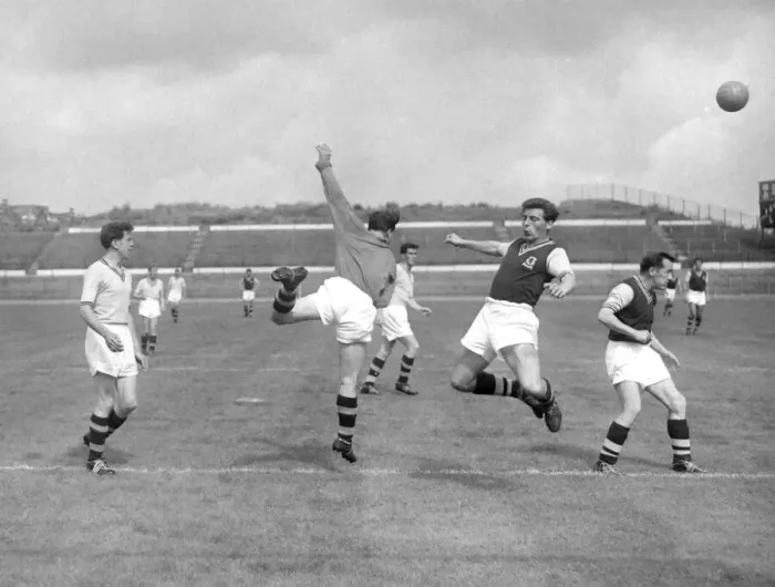 Framed Print : It is during pre season private matches that manager Eric Houghton shapes Aston Villa for