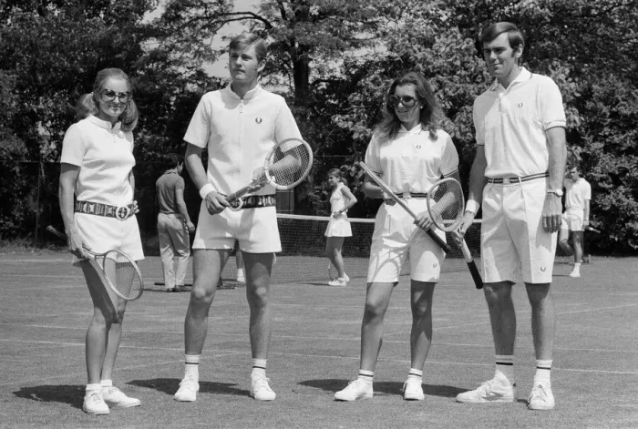 Framed Print : Pre Wimbledon at the Hurlingham Club. Unisex fashions by Fred Perry