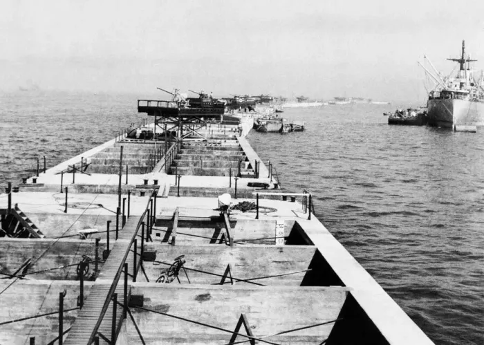 Framed Print : Prefabricated Ports. Two Prefabricated Ports each as big as Gibraltar were manufactured