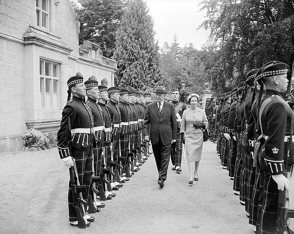President Dwight D Eisenhower Aug 1959 with Queen Elizabeth as he Inspects a guard of