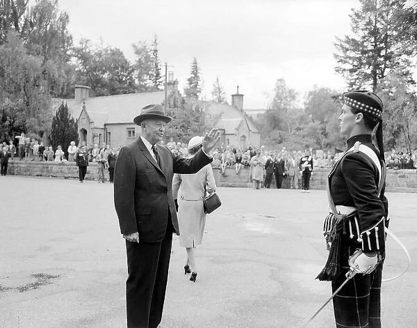 President Dwight D Eisenhower August 1959 with Queen Elizabeth as he Inspects a guard of