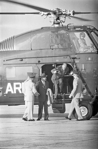 President Eisenhower and his Secretary of State John Foster Dulles seen here disembarking