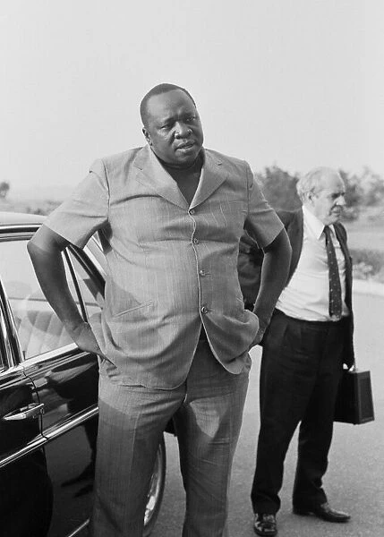 President Idi Amin at Entebbe Airport near Kampala, Uganda. 27th February 1977