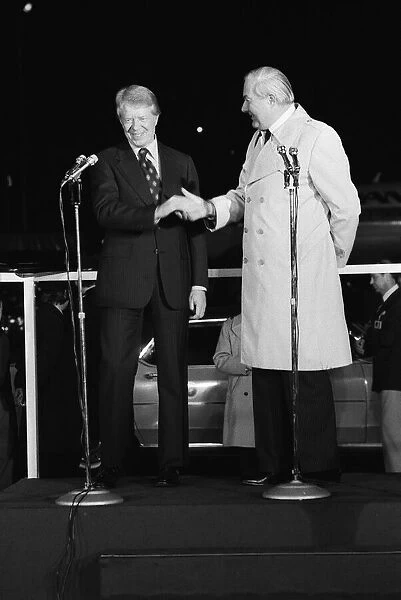 President Jimmy Carter May 1977 arrives at London Airport where he is meet by James