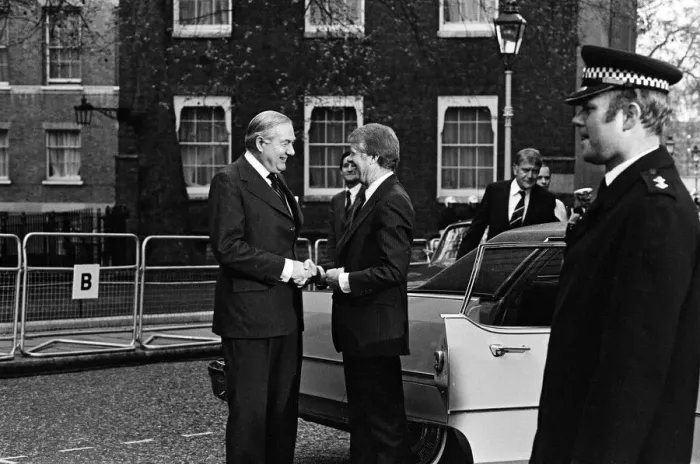 Framed Print : President Jimmy Carter meets Prime Minister James Callaghan at Downing Street Framed Print : President Jimmy Carter meets Prime Minister James Callaghan at Downing Street