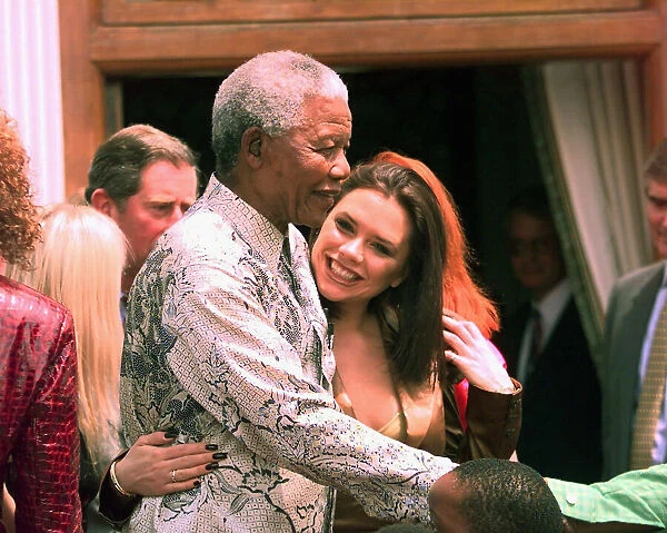President Nelson Mandela meets Spice Girl Victoria Adams