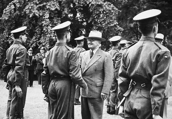President Truman stopping to chat to one of the Guard of Honour at Winston Churchill