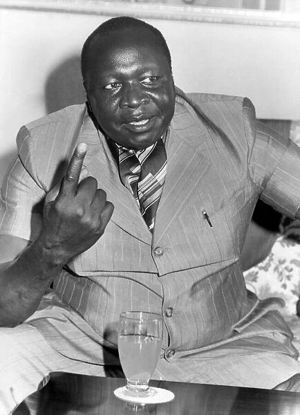 President of Uganda, General Idi Amin, speaking at a conference. Circa July 1975
