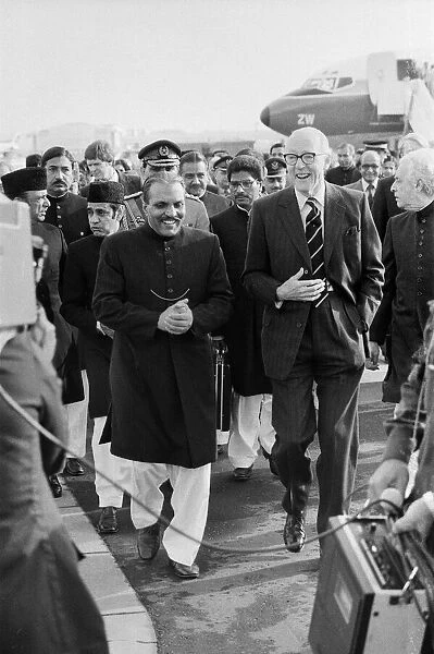 President Zia of Pakistan with Foreign Secretary Lord CArrington upon his arrival at