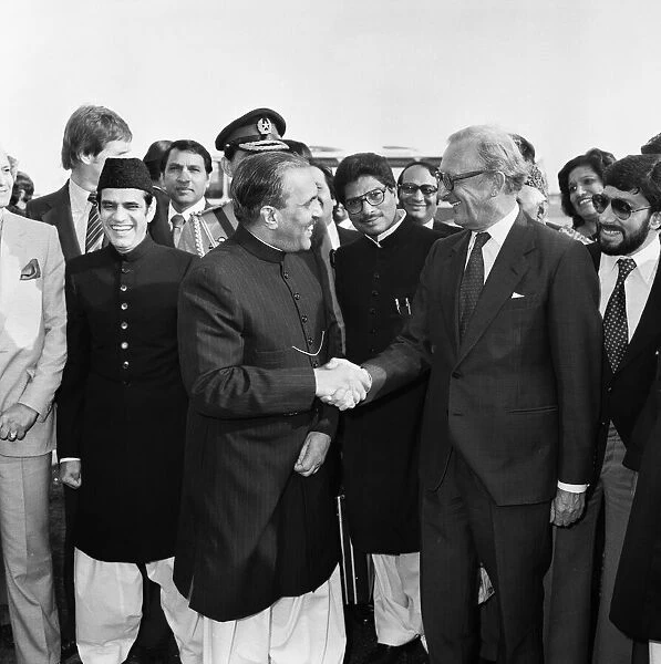 President Zia of Pakistan with Foreign Secretary Lord Carrington upon his arrival at