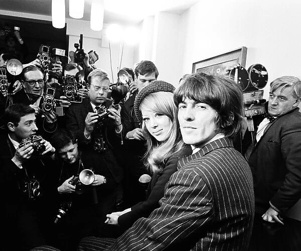 Press conference on following day after George Harrison wed Pattie Boyd in a small
