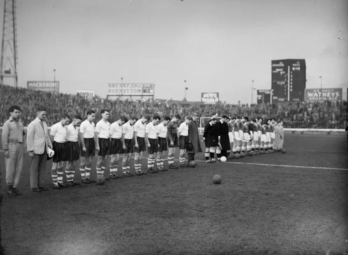 Framed Print : Preston and Chelsea players lead a minutes silence at the start of their game in tribute Framed Print : Preston and Chelsea players lead a minutes silence at the start of their game in tribute