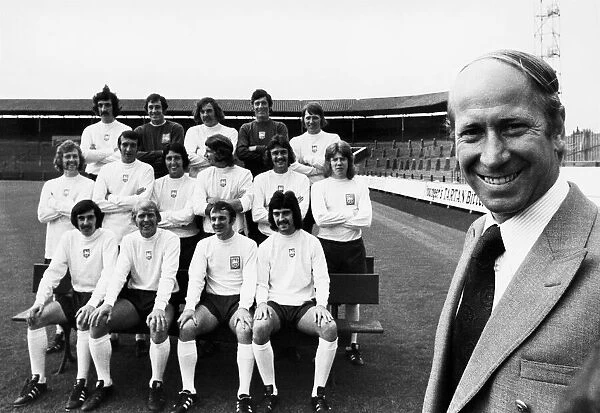 Preston North End manager Bobby Charlton with his team pose for a pre season photocall