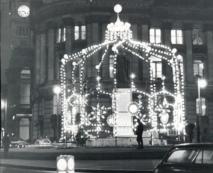 Framed Print : A preview of the Christmas lights in Victoria Square. Although they are not to be Framed Print : A preview of the Christmas lights in Victoria Square. Although they are not to be