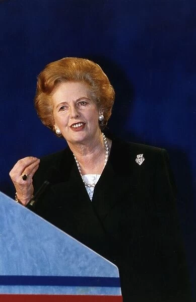 Former Prime Minister Baroness Margaret Thatcher at a Conservative Party rally in London