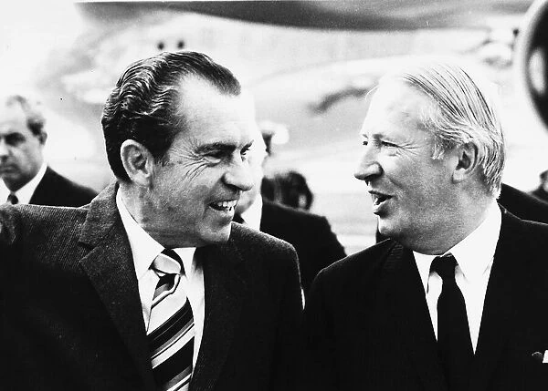 Prime Minister Edward Heath October 1970 in friendly conversation with President