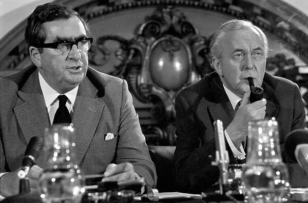 Prime Minister Harold Wilson with Chancellor of the Exchequer Denis Healey seen here