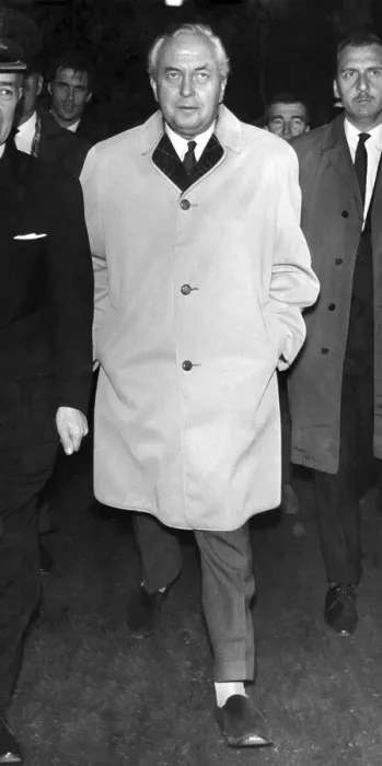 Framed Print : Prime Minister Harold Wilson seen on his arrival at Euston train station after his
