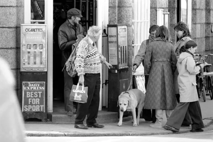 Framed Print : Prime Minister Harold Wilson seen here leaving the local general store on the Scilly Framed Print : Prime Minister Harold Wilson seen here leaving the local general store on the Scilly