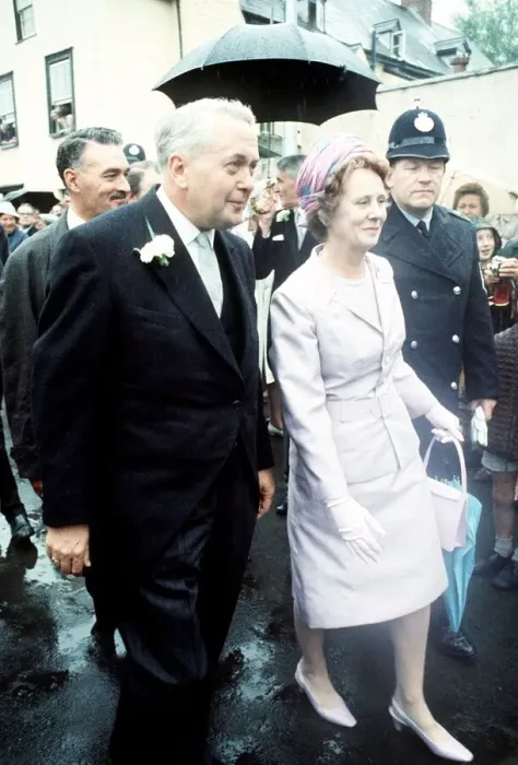 Framed Print : Prime Minister Harold Wilson and his wife at his son Robins wedding