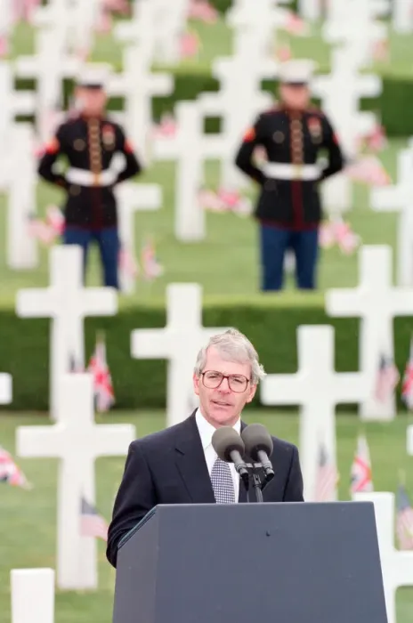 Framed Print : Prime Minister John Major at the American Military Cemetery in Madingley, near Cambridge Framed Print : Prime Minister John Major at the American Military Cemetery in Madingley, near Cambridge