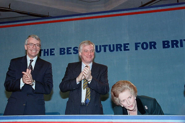 Prime Minister John Major, Chris Patten and Margaret Thatcher