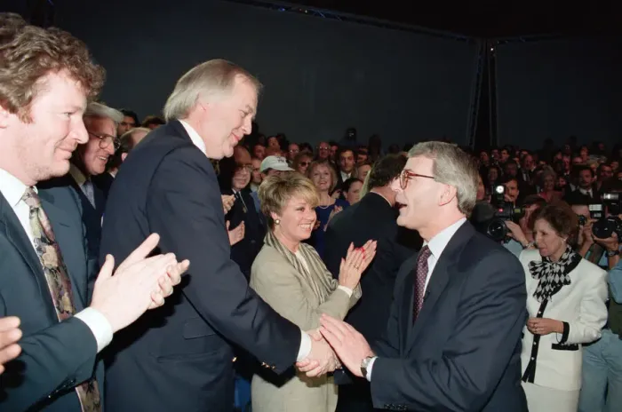 Framed Print : Prime Minister John Major at a conservative rally during the general election campaign