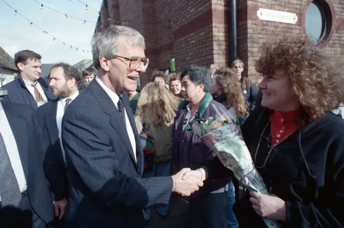Framed Print : Prime Minister John Major in Huntingdon, during the general election campaign Framed Print : Prime Minister John Major in Huntingdon, during the general election campaign