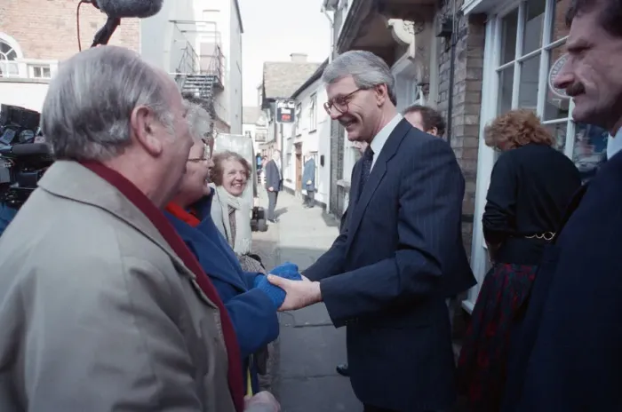 Framed Print : Prime Minister John Major in Huntingdon, during the general election campaign Framed Print : Prime Minister John Major in Huntingdon, during the general election campaign
