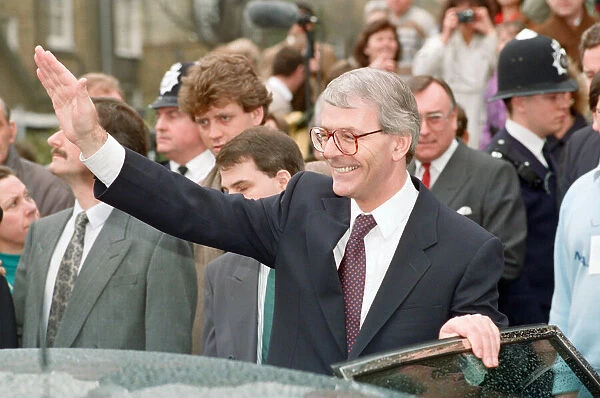 Prime Minister John Major at the Ideal Home Exhibition, Earls Court. 2nd April 1992
