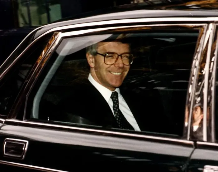 Framed Print : Prime Minister John Major after leaving Buckingham Palace having asked the Queen to Framed Print : Prime Minister John Major after leaving Buckingham Palace having asked the Queen to