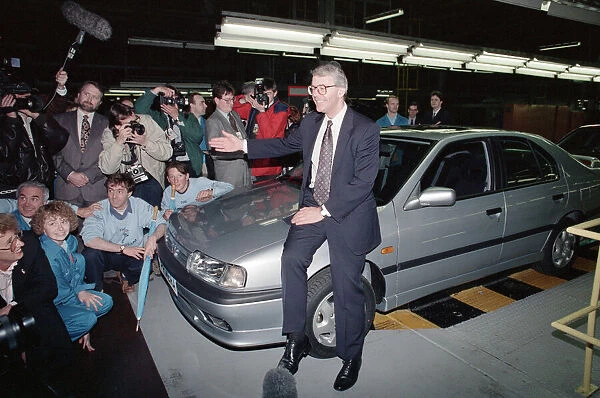 Prime Minister John Major visiting a Nissan car factory. 29th March 1992