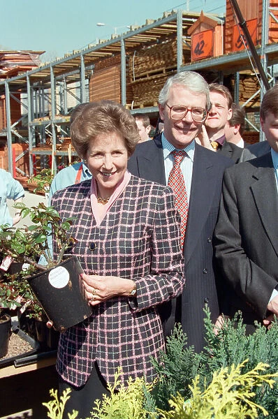 Prime Minister John Major and wife Norma pictured visiting B&Q during the general