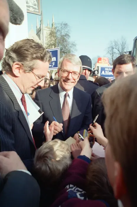 Framed Print : Prime Minister John Major in York, during the general election campaign. 26th March 1992 Framed Print : Prime Minister John Major in York, during the general election campaign. 26th March 1992