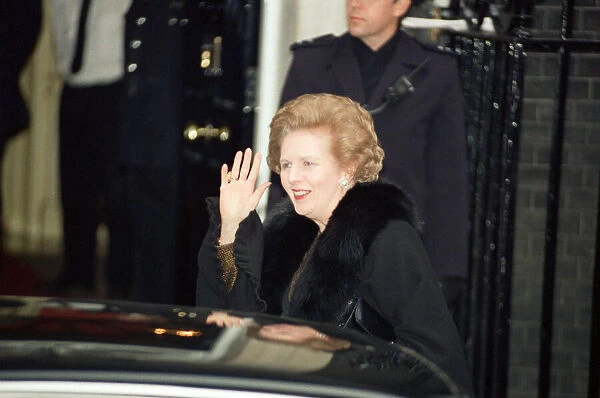 Prime Minister Margaret Thatcher at 10 Downing Street amid the Conservative Party