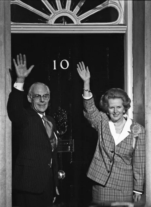 Framed Print : Prime Minister Margaret Thatcher, her husband, Denis Thatcher celebrate winning a third Framed Print : Prime Minister Margaret Thatcher, her husband, Denis Thatcher celebrate winning a third