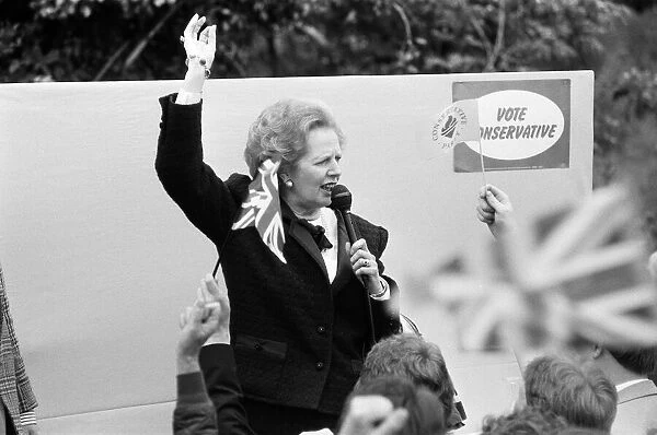 Prime Minister Margaret Thatcher campaigning in Harrogate. 9th June 1987
