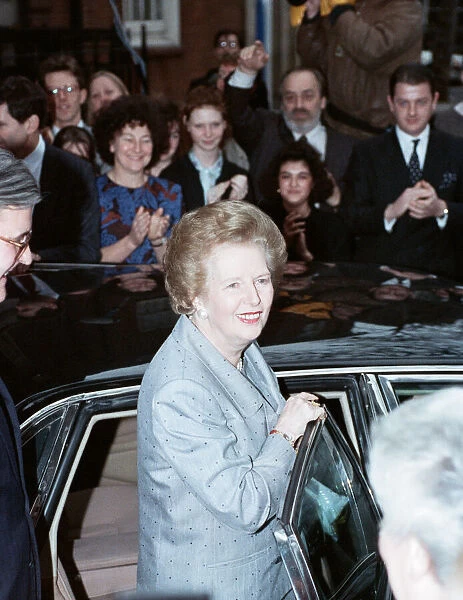 Prime Minister Margaret Thatcher at Conservative headquarters, Smith Square