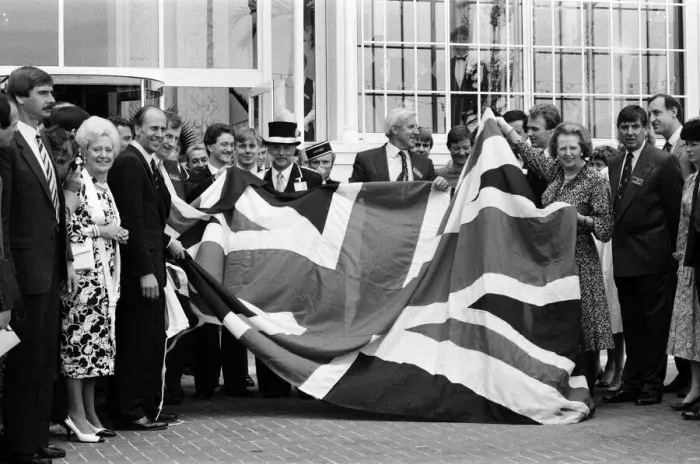 Framed Print : Prime Minister Margaret Thatcher and Conservative Chairman Norman Tebbit return to