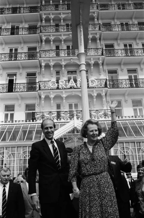 Framed Print : Prime Minister Margaret Thatcher and Conservative Chairman Norman Tebbit return to