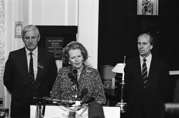 Framed Print : Prime Minister Margaret Thatcher and Conservative Chairman Norman Tebbit return to