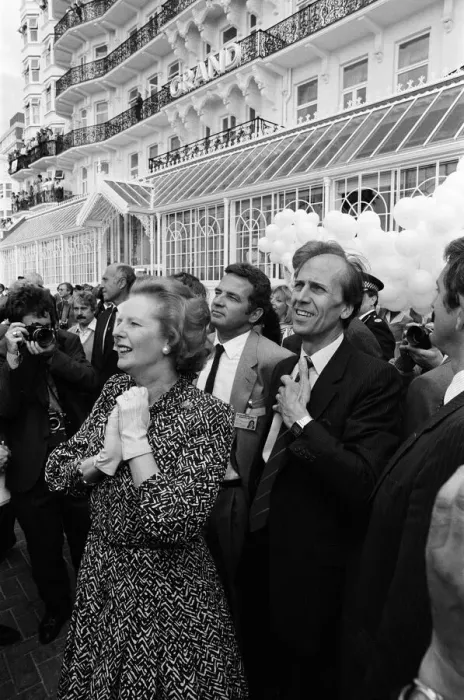 Framed Print : Prime Minister Margaret Thatcher and Conservative Chairman Norman Tebbit return to Framed Print : Prime Minister Margaret Thatcher and Conservative Chairman Norman Tebbit return to