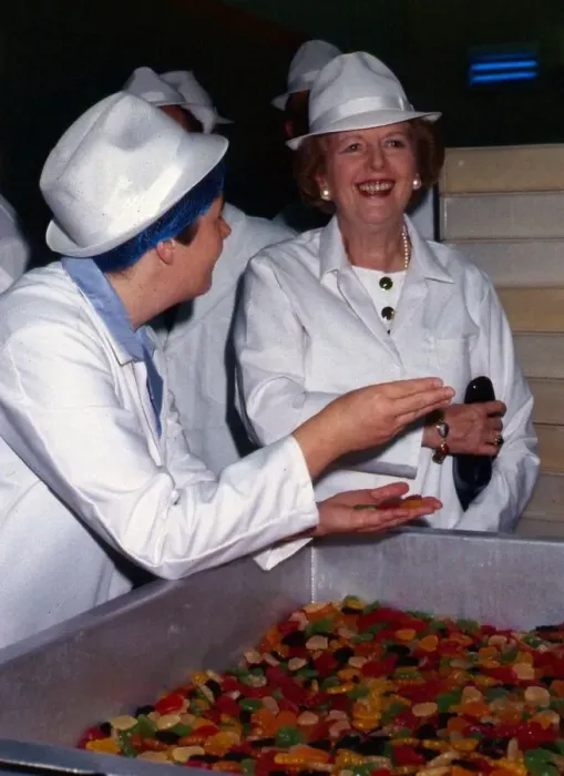 Framed Print : prime Minister Margaret Thatcher at the Dundee factory of James Keiller and Son