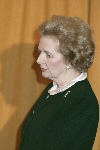 Prime Minister Margaret Thatcher after hearing about the resignation of Nigel Lawson