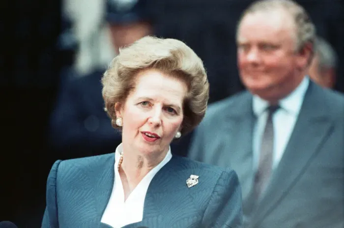 Framed Print : Prime Minister Margaret Thatcher holds a press conference outside 10 Downing Street