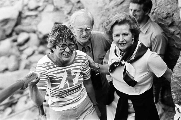 Prime Minister Margaret Thatcher on holiday at Bedruthan, Cornwall. 10th August 1981